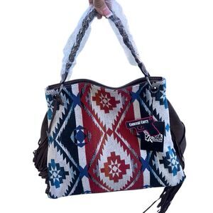 Angel Ranch Western Concealed Carry Hobo Bag Fringe Multicolor Women’s Purse NWT